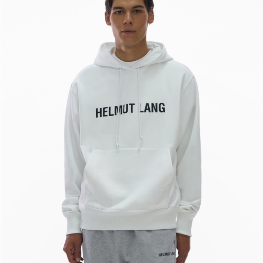 New Helmut Lang Core Hooded Sweatshirt XXL White NWT